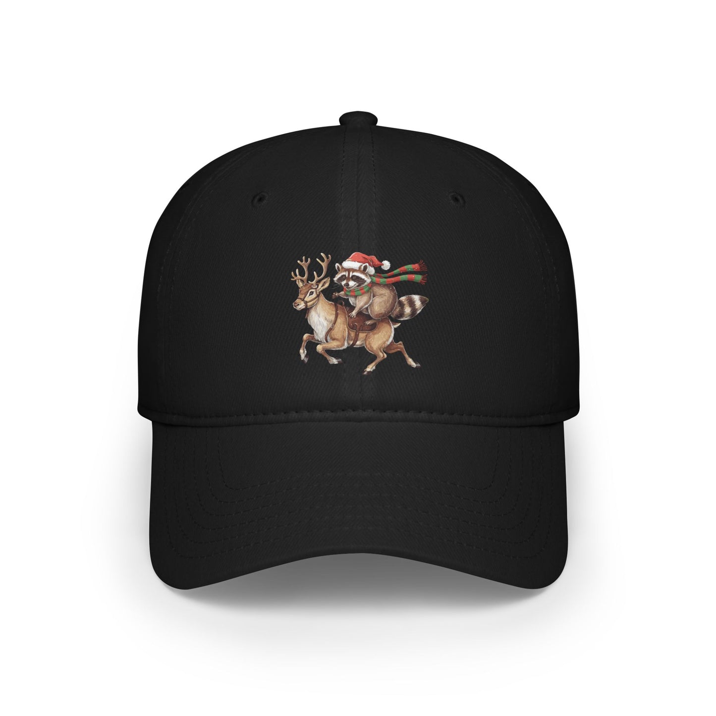 Raccoon Riding Reindeer Baseball Cap