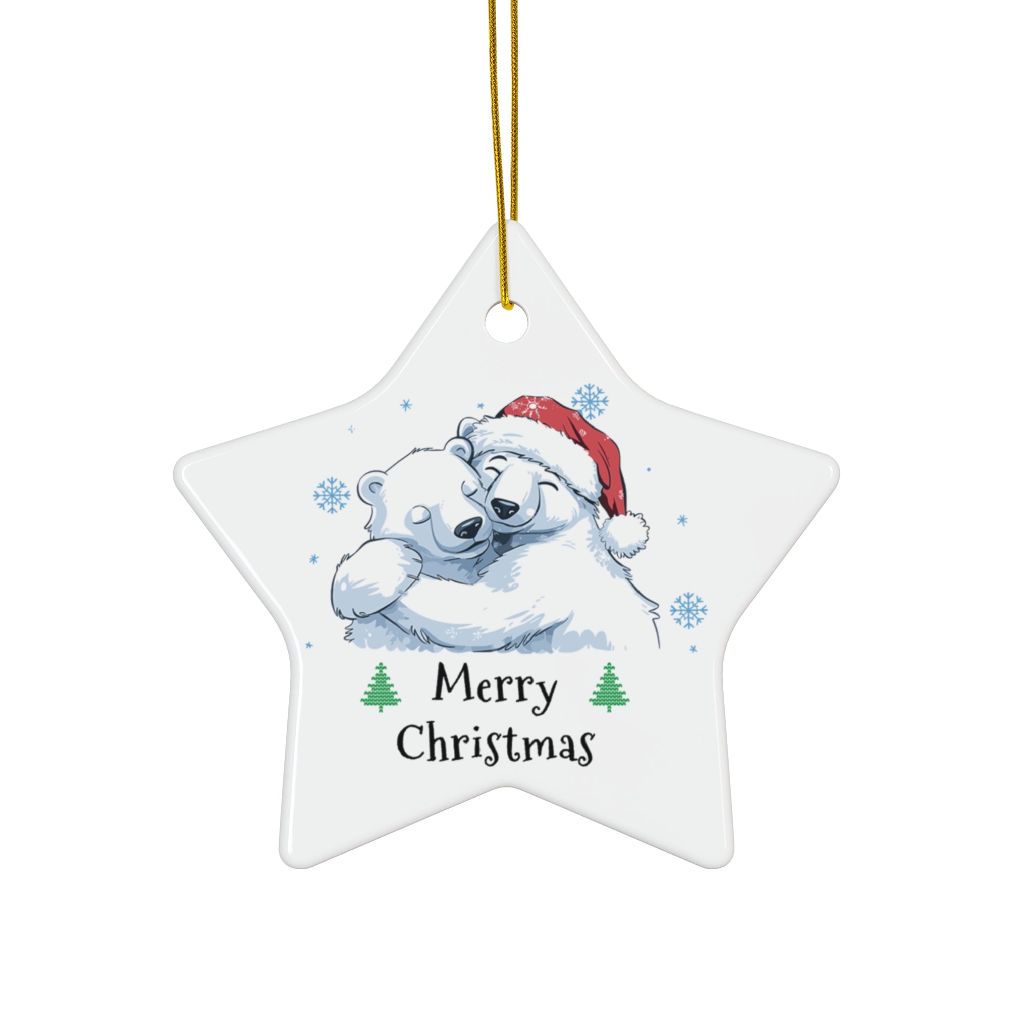 Polar Bear Merry Christmas Ceramic Ornament