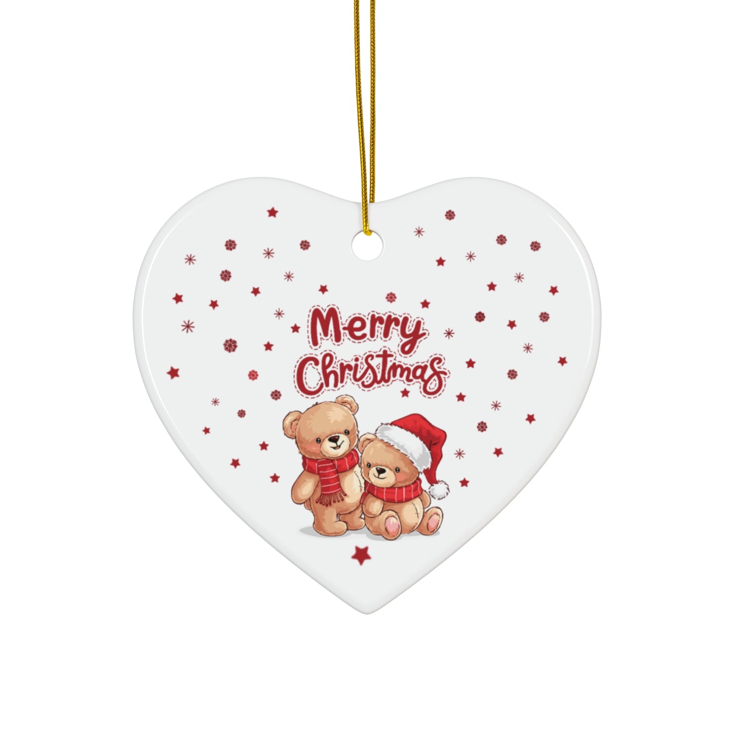 Merry Christmas Bear Ceramic Ornament