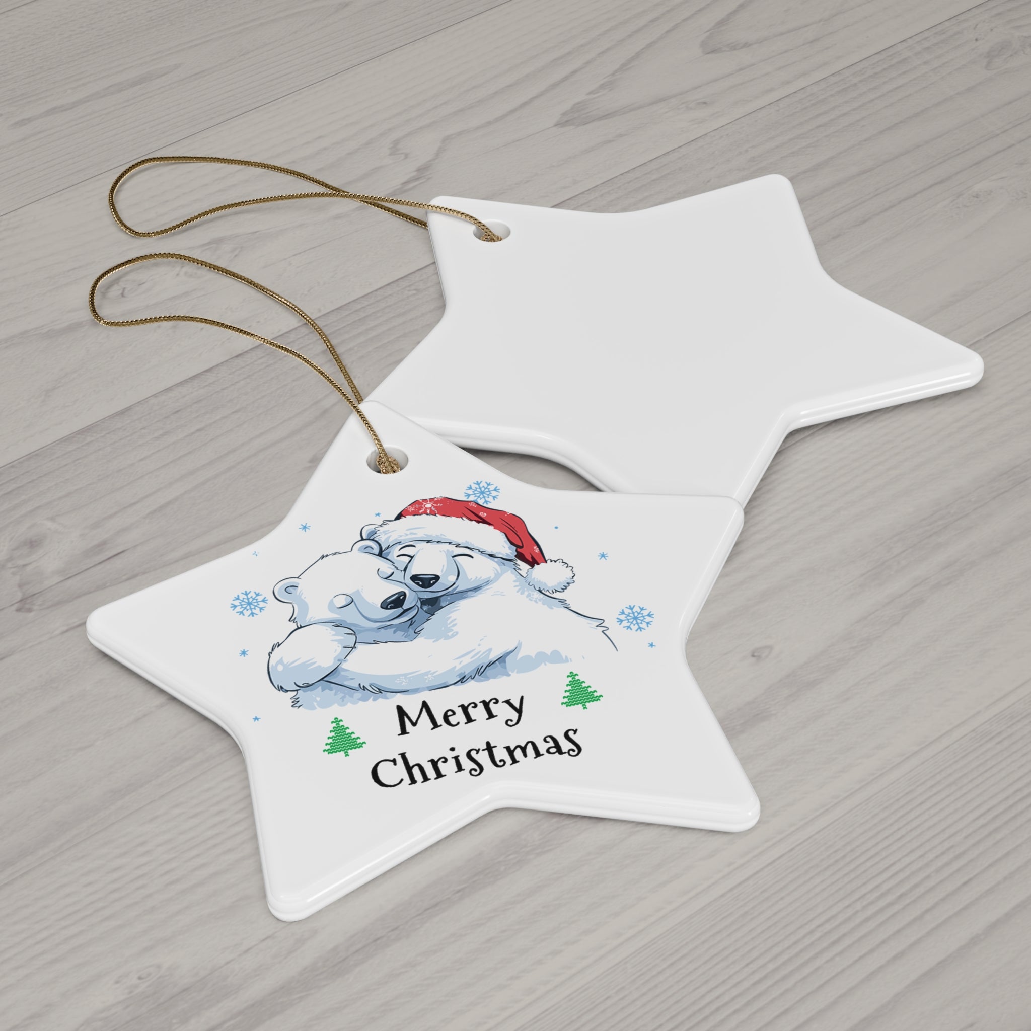 Polar Bear Merry Christmas Ceramic Ornament