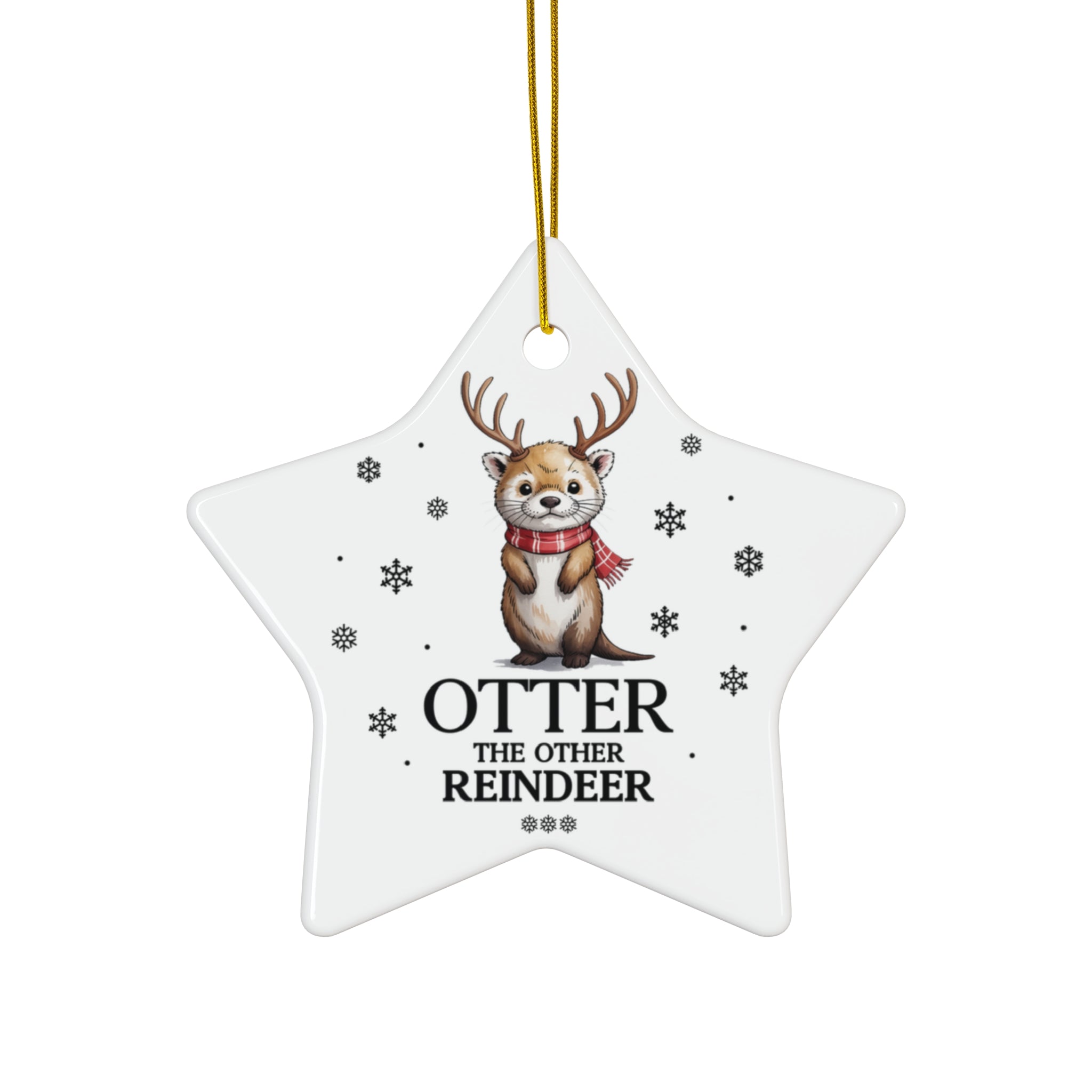 Otter the Reindeer Ceramic Ornament