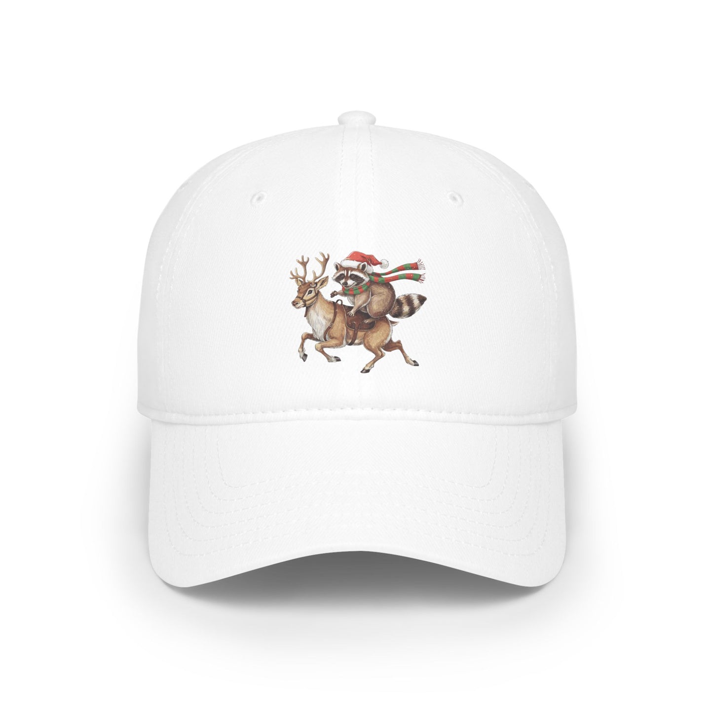 Raccoon Riding Reindeer Baseball Cap