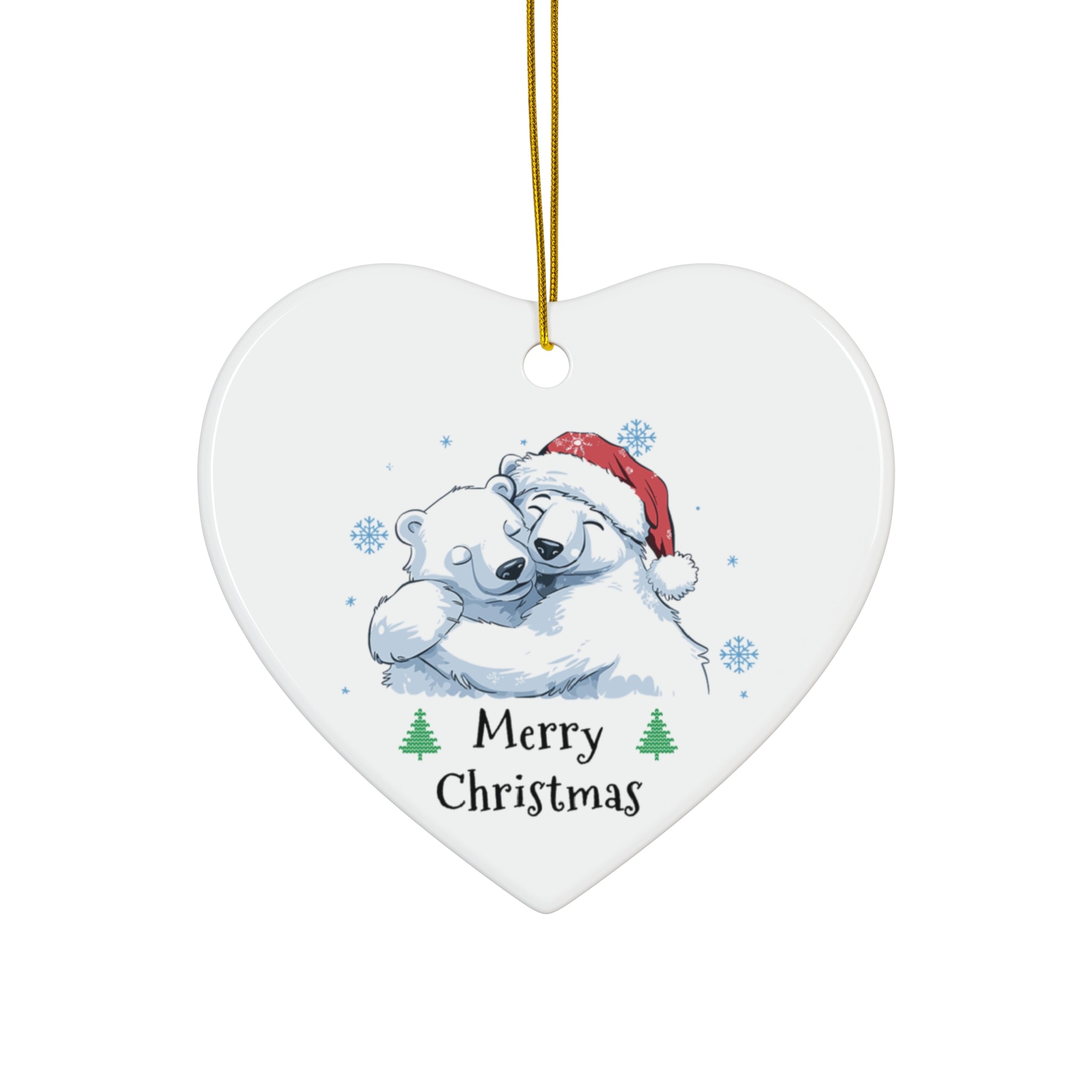 Polar Bear Merry Christmas Ceramic Ornament