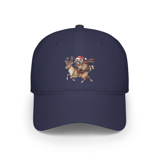 Raccoon Riding Reindeer Baseball Cap