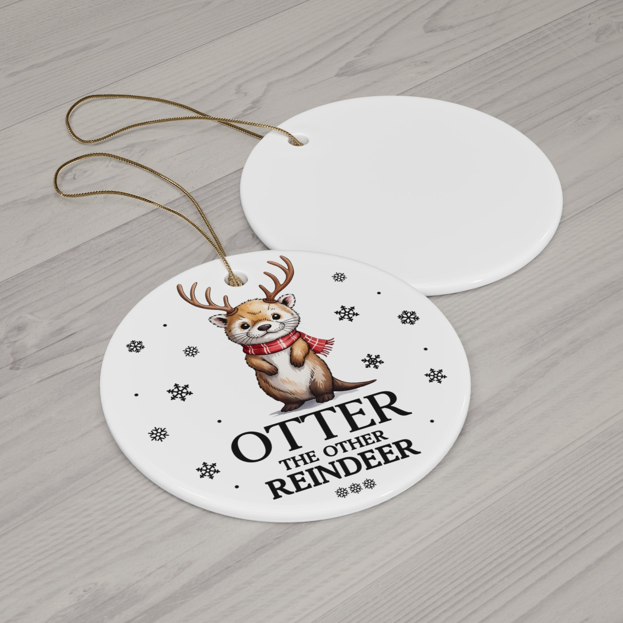 Otter the Reindeer Ceramic Ornament
