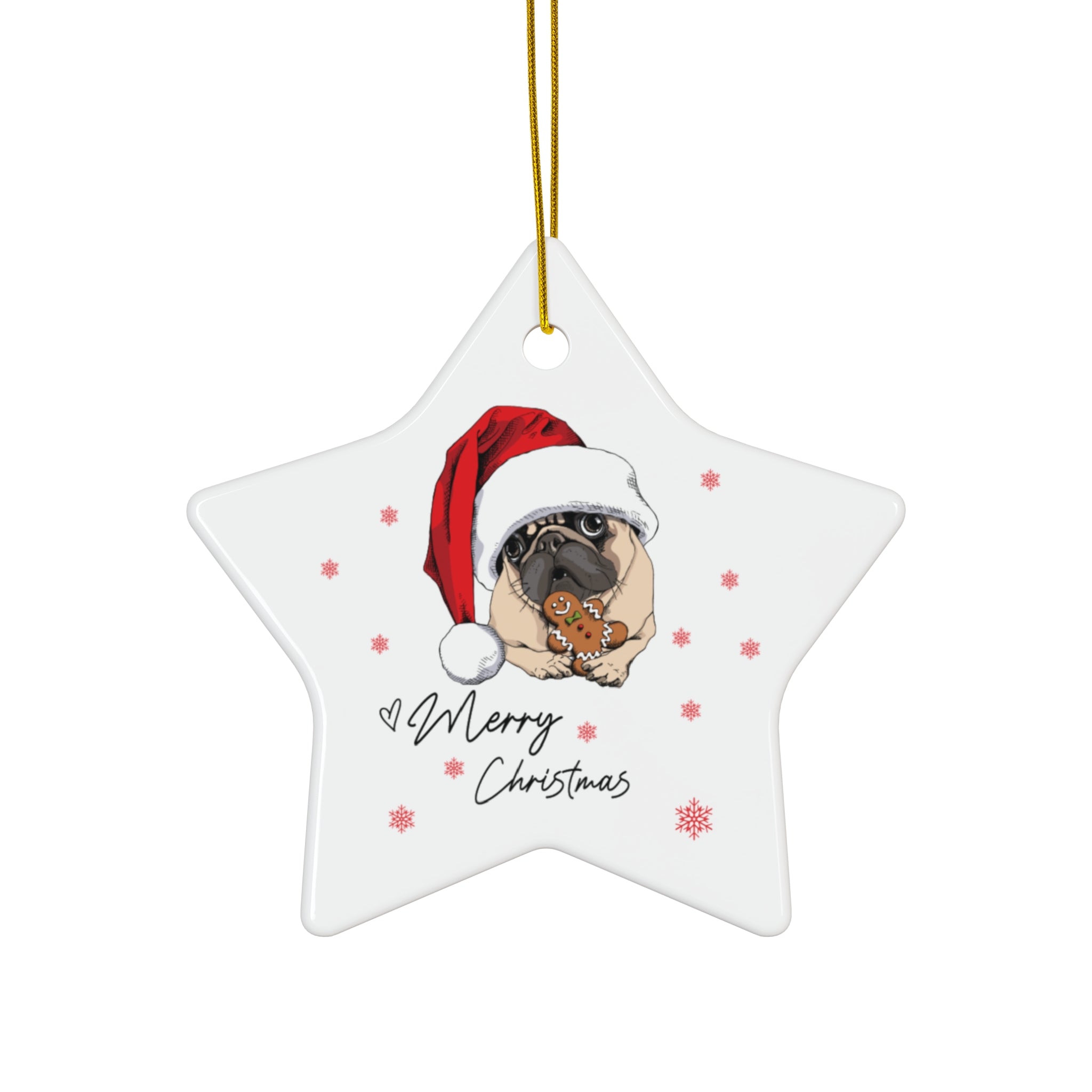 Merry Christmas Puppy Ceramic Ornament