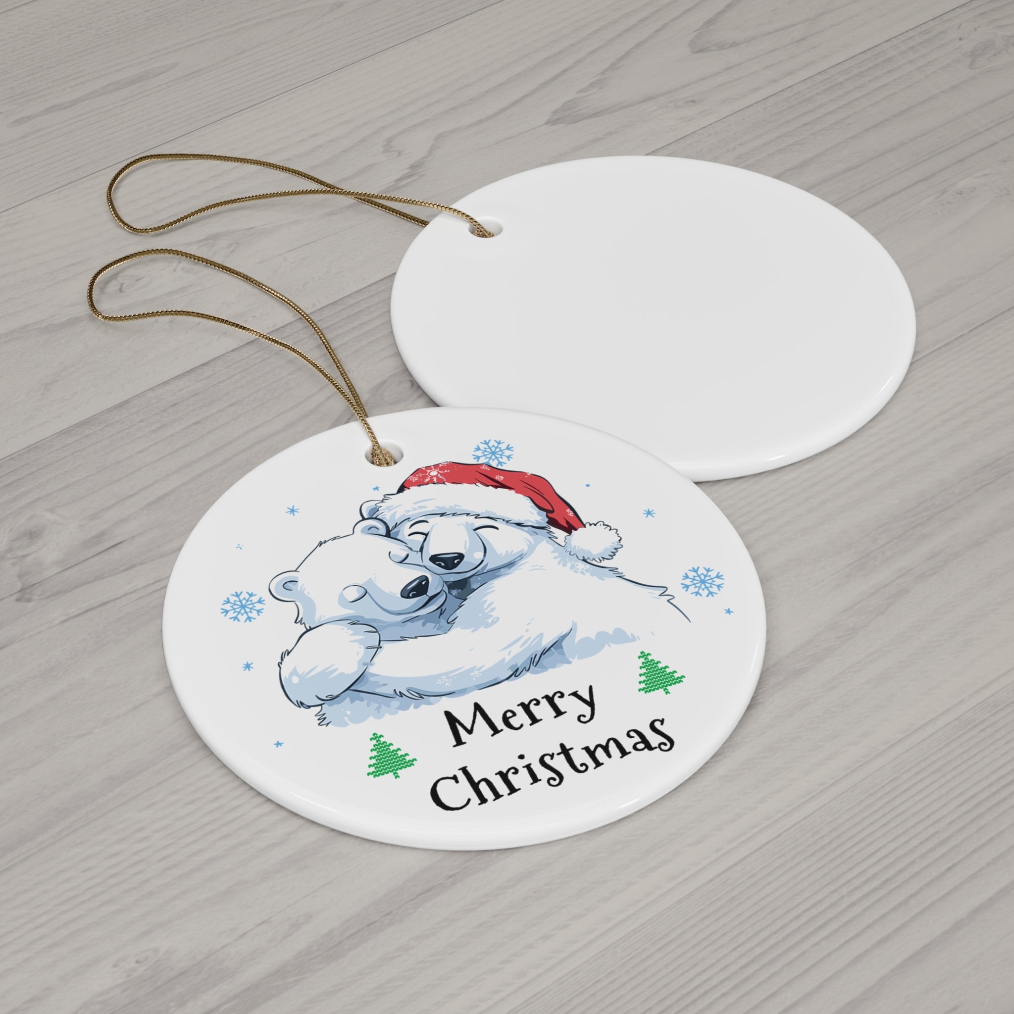 Polar Bear Merry Christmas Ceramic Ornament