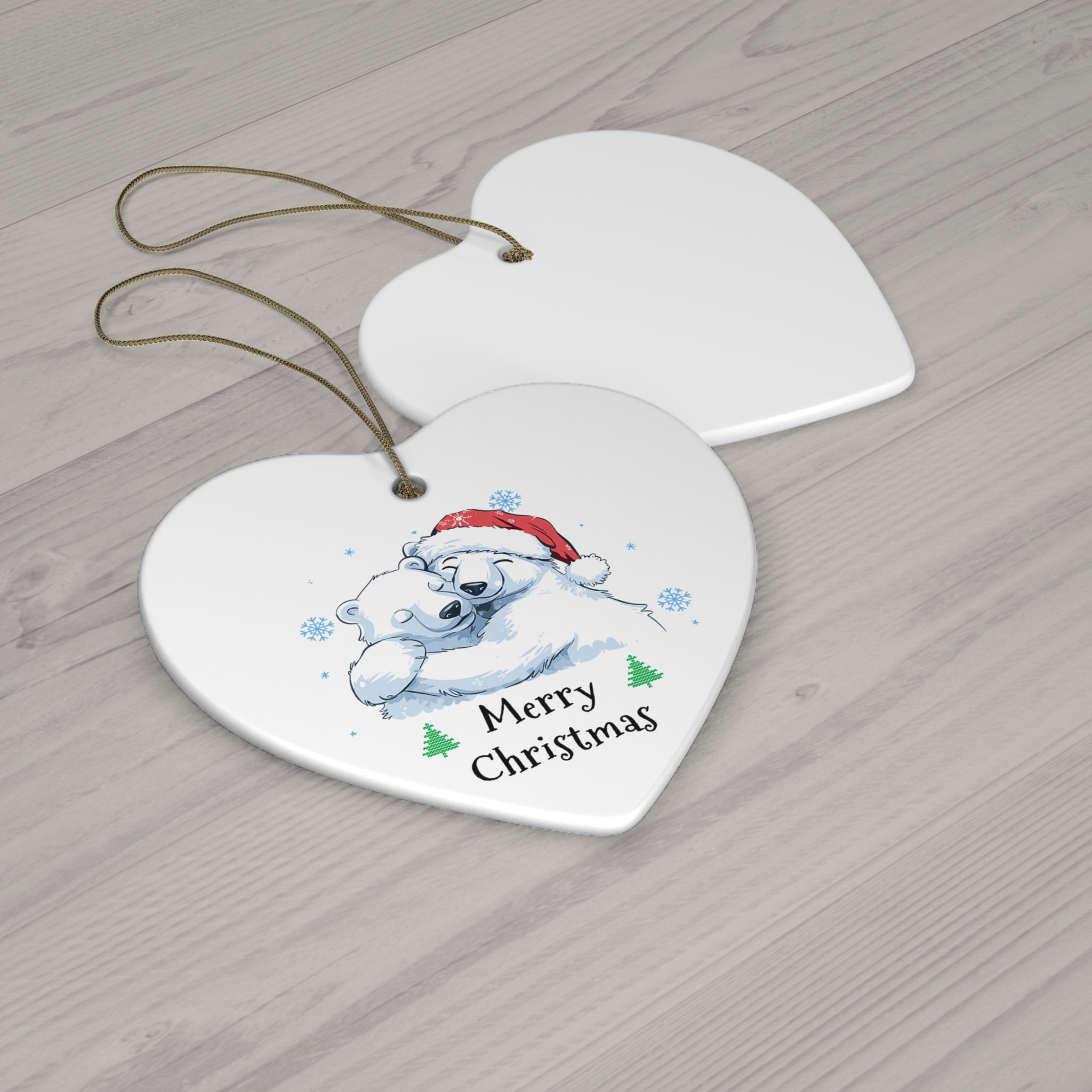 Polar Bear Merry Christmas Ceramic Ornament