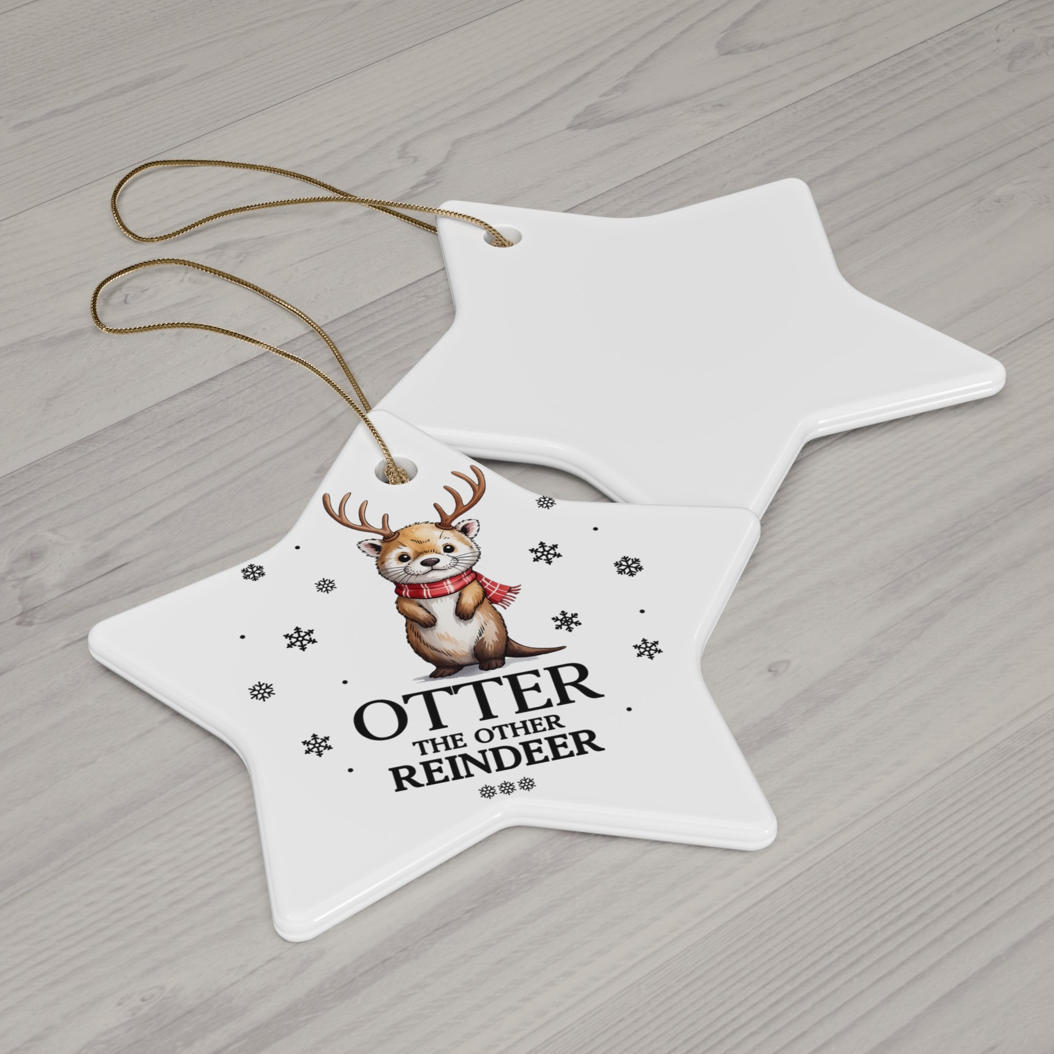 Otter the Reindeer Ceramic Ornament