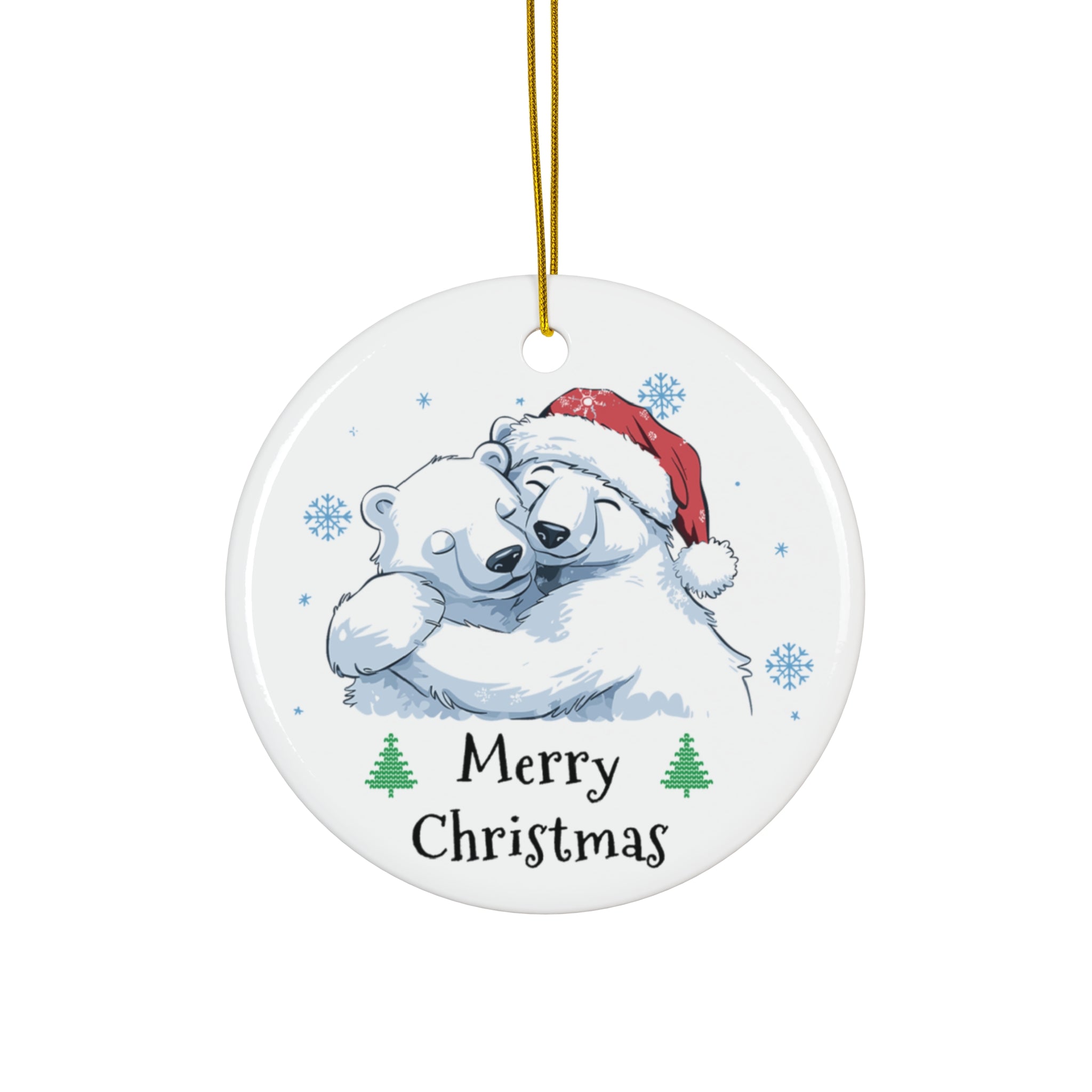 Polar Bear Merry Christmas Ceramic Ornament