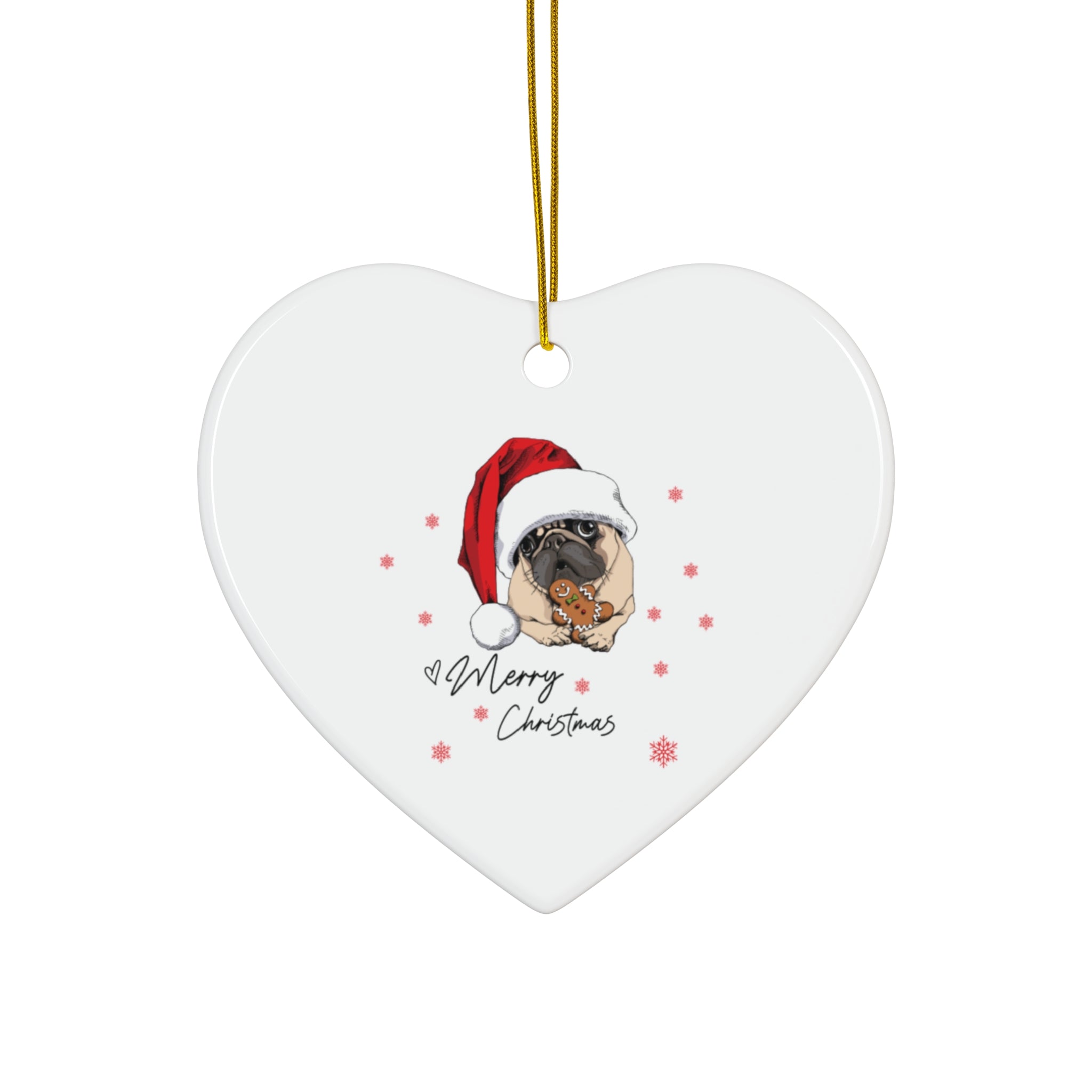 Merry Christmas Puppy Ceramic Ornament