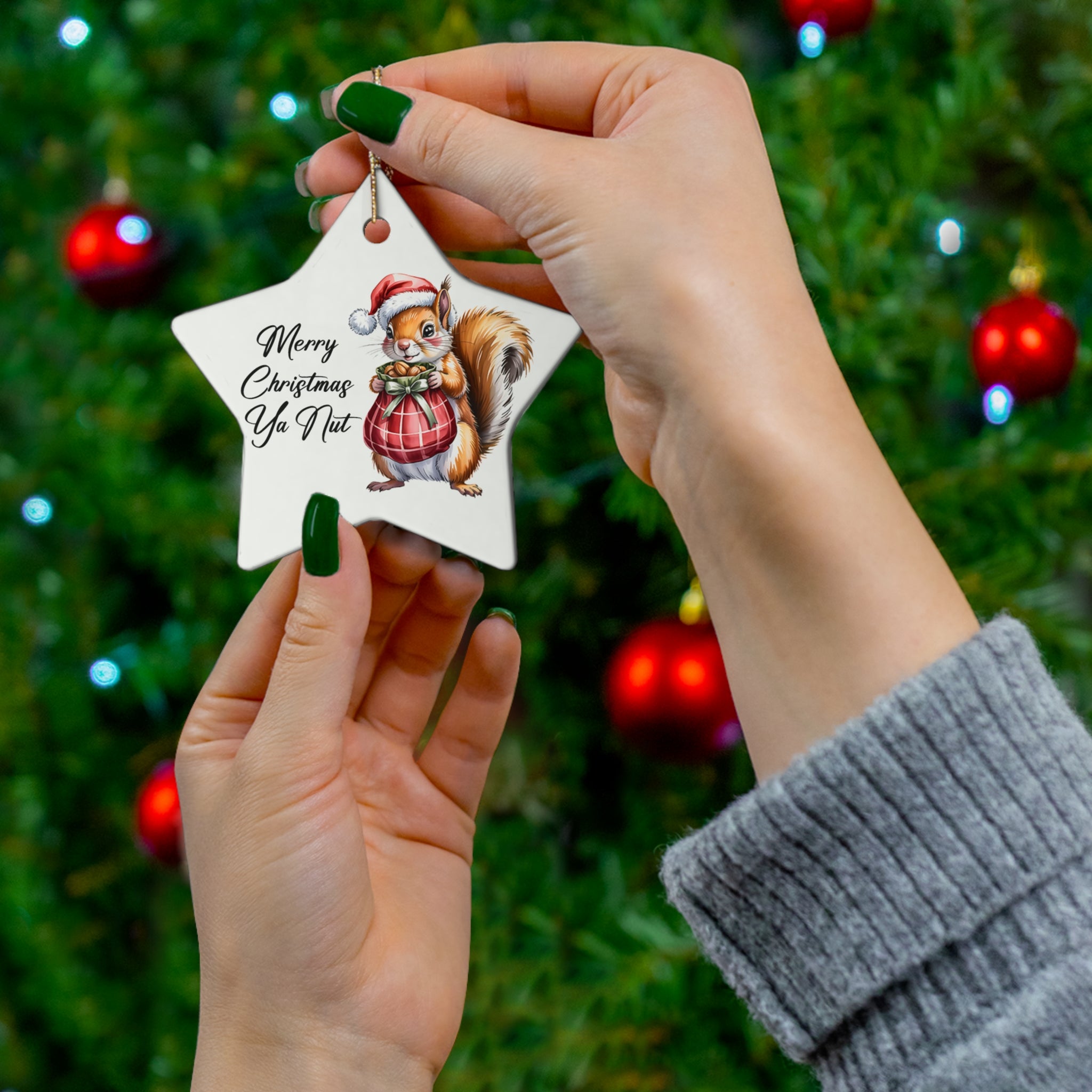 Merry Christmas Ya Nut Ceramic Ornament