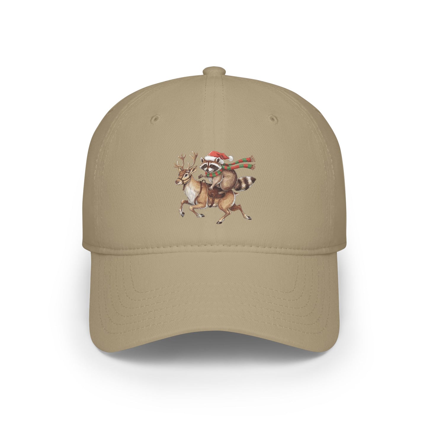 Raccoon Riding Reindeer Baseball Cap