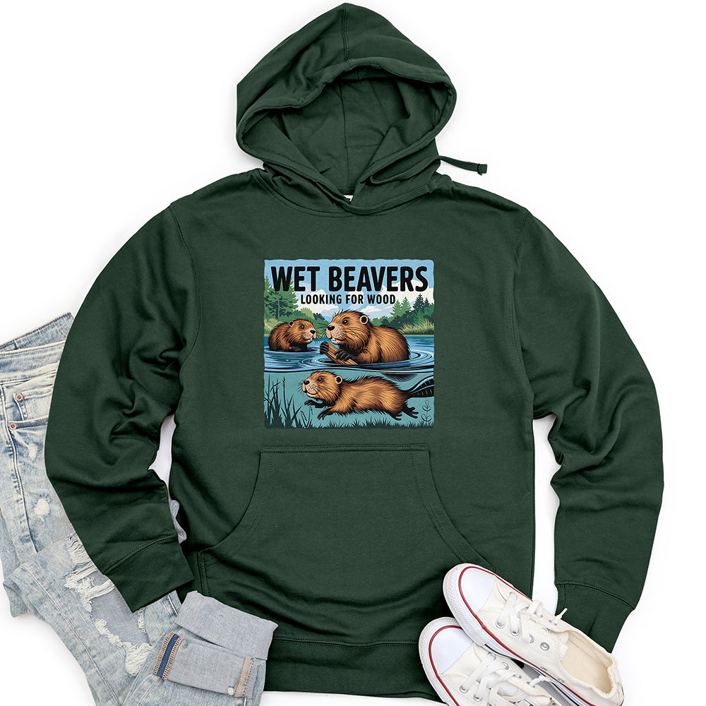 Wet Beavers Looking For Wood Unisex Midweight Hoodie