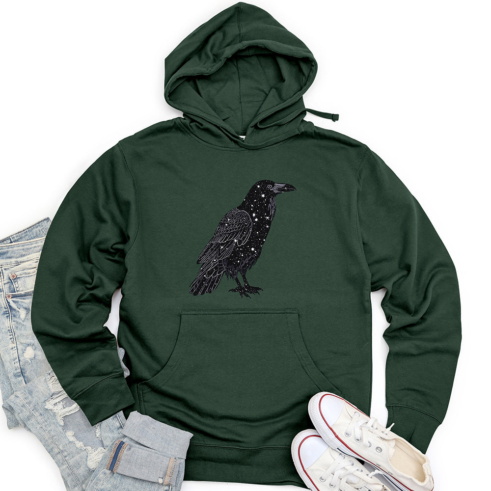 Celestial Raven Silhouette Unisex Midweight Hoodie