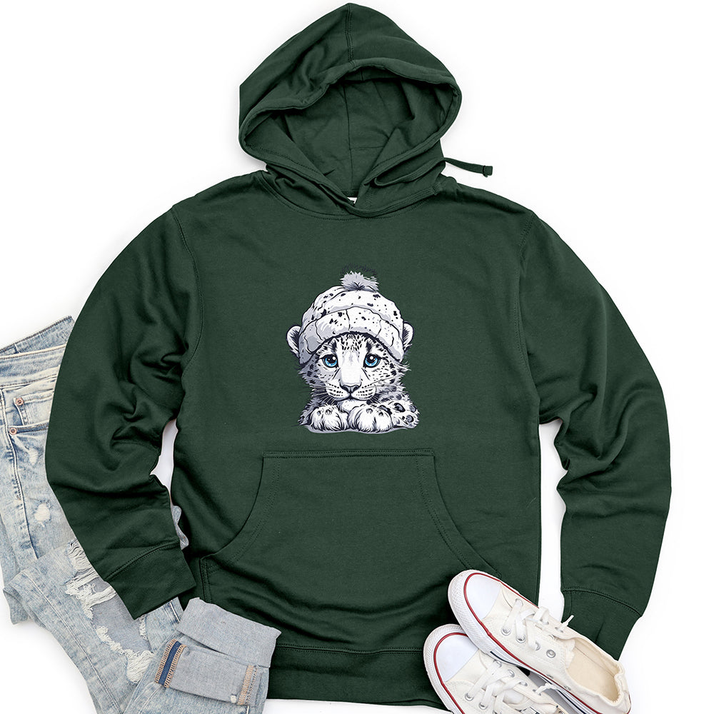 Snow Leopard Warmth Unisex Midweight Hoodie