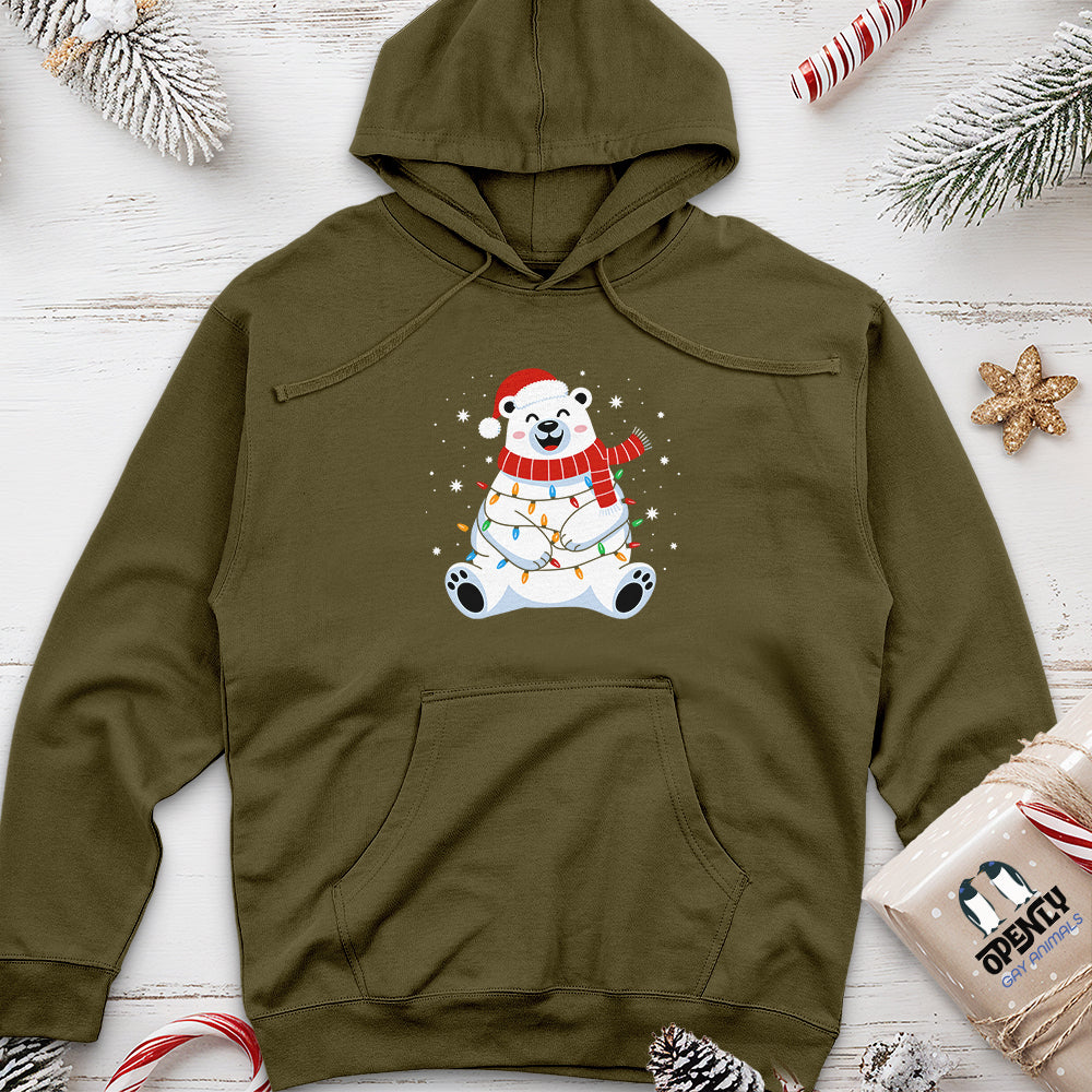 Polar Bear Merry Christmas Unisex Midweight Hoodie