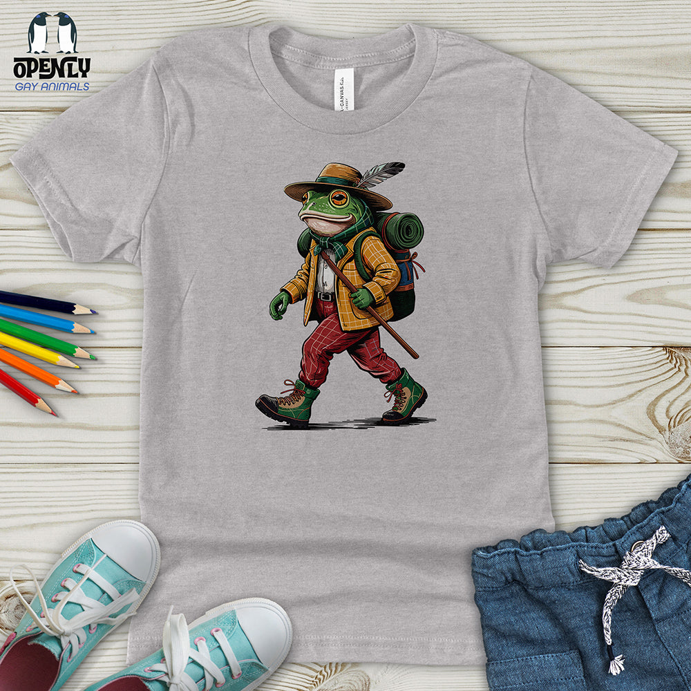 Green Frog Hiker Ready for Adventure Youth T-Shirt