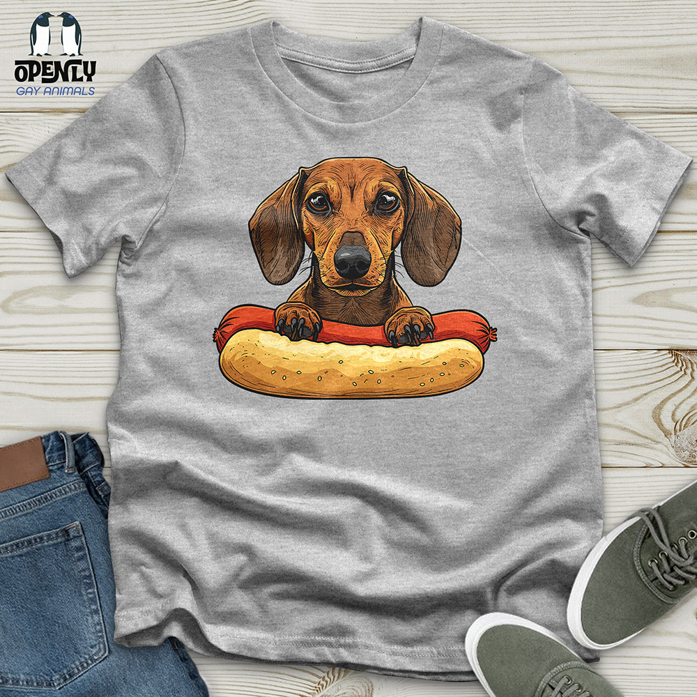 Dachshund Hotdog Hug Unisex t-shirt