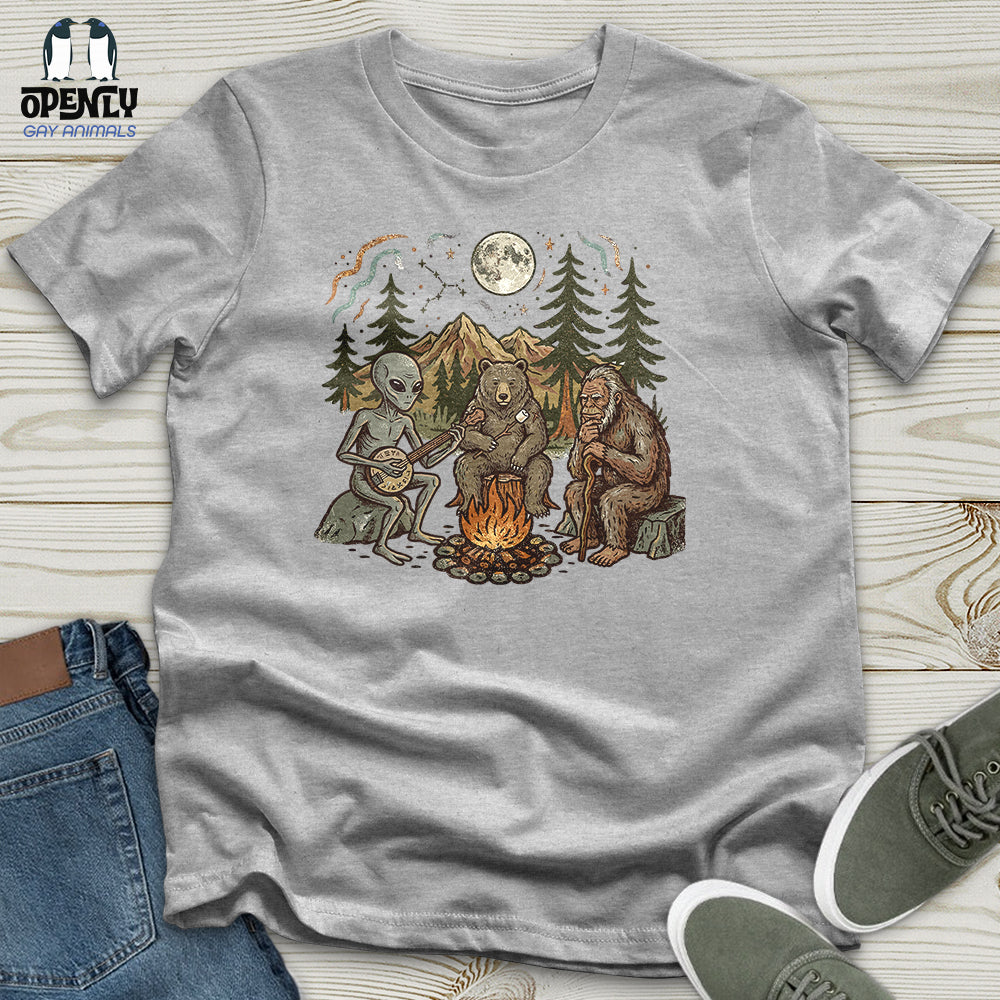 Bigfoot Alien Camping Unisex T-Shirt