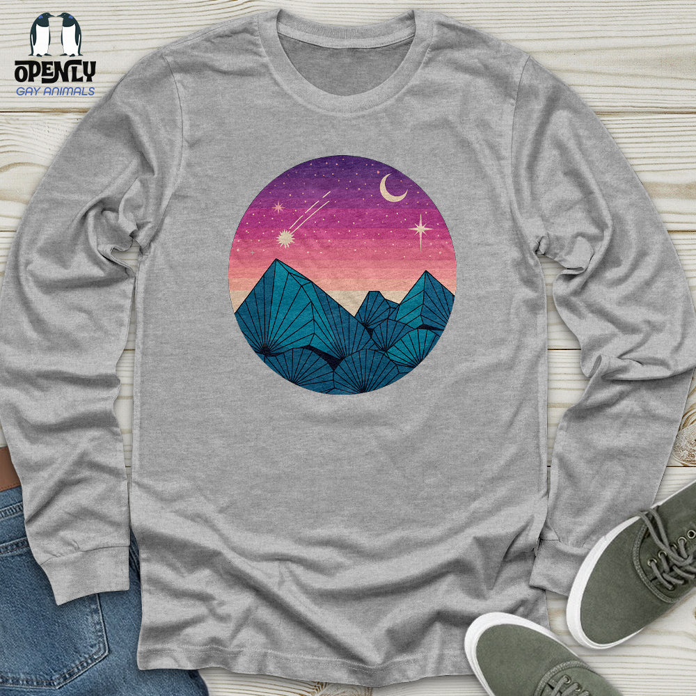 Geometric Mountain Landscape Unisex Long Sleeve Tee