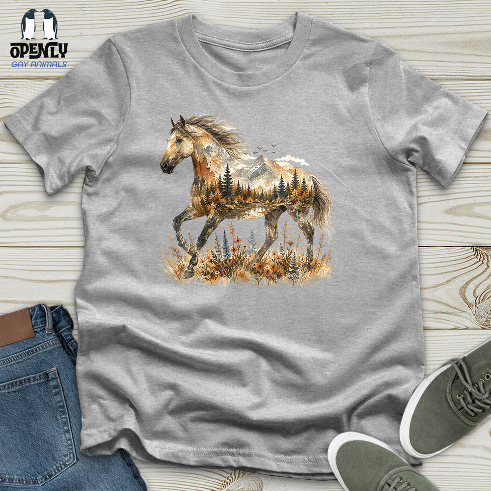 Horse in Mountain Forest Unisex T-Shirt