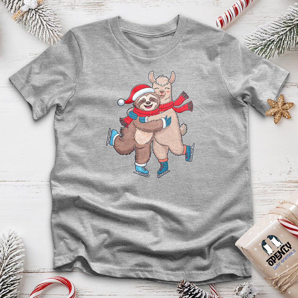 Sloth Hugging Llama Unisex t-shirt