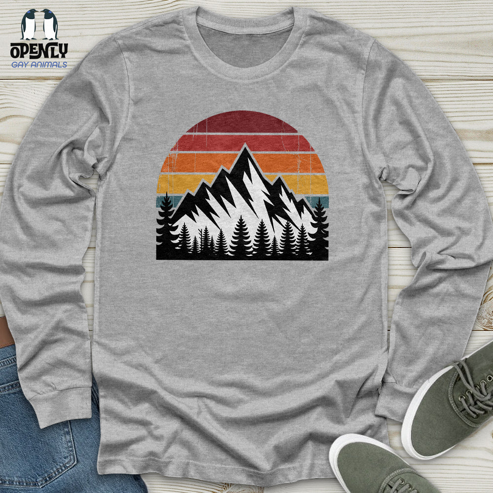 Retro Vintage Mountain Unisex Long Sleeve Tee