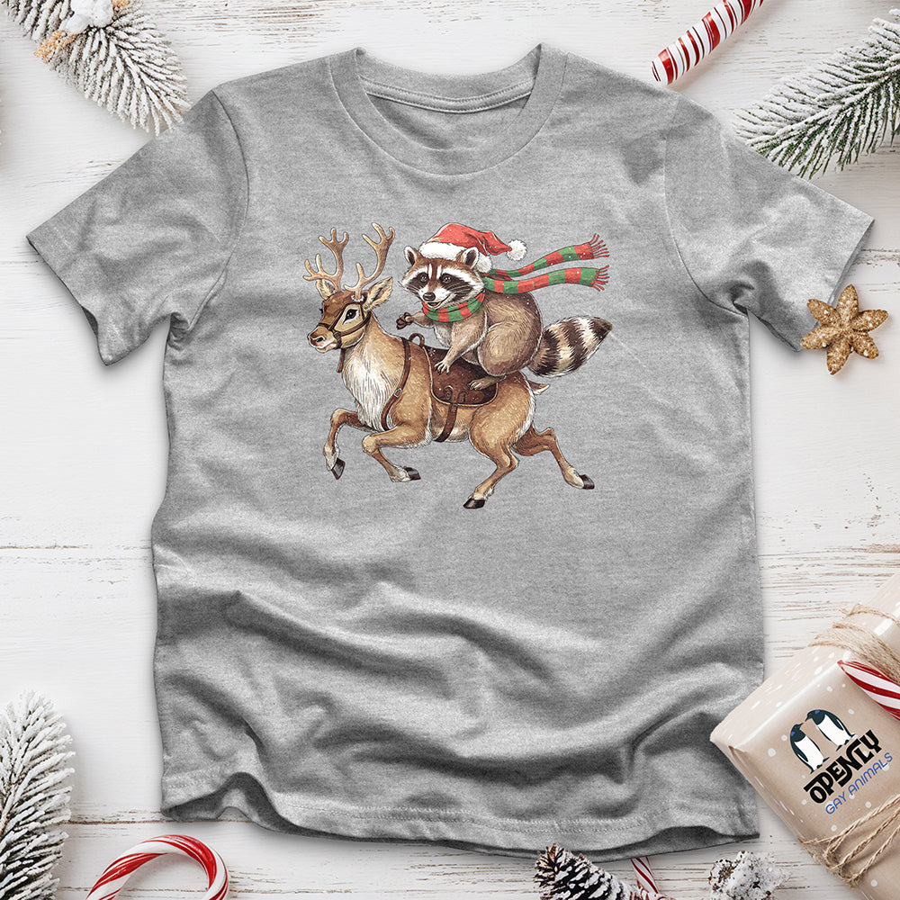 Raccoon Riding Reindeer Unisex t-shirt