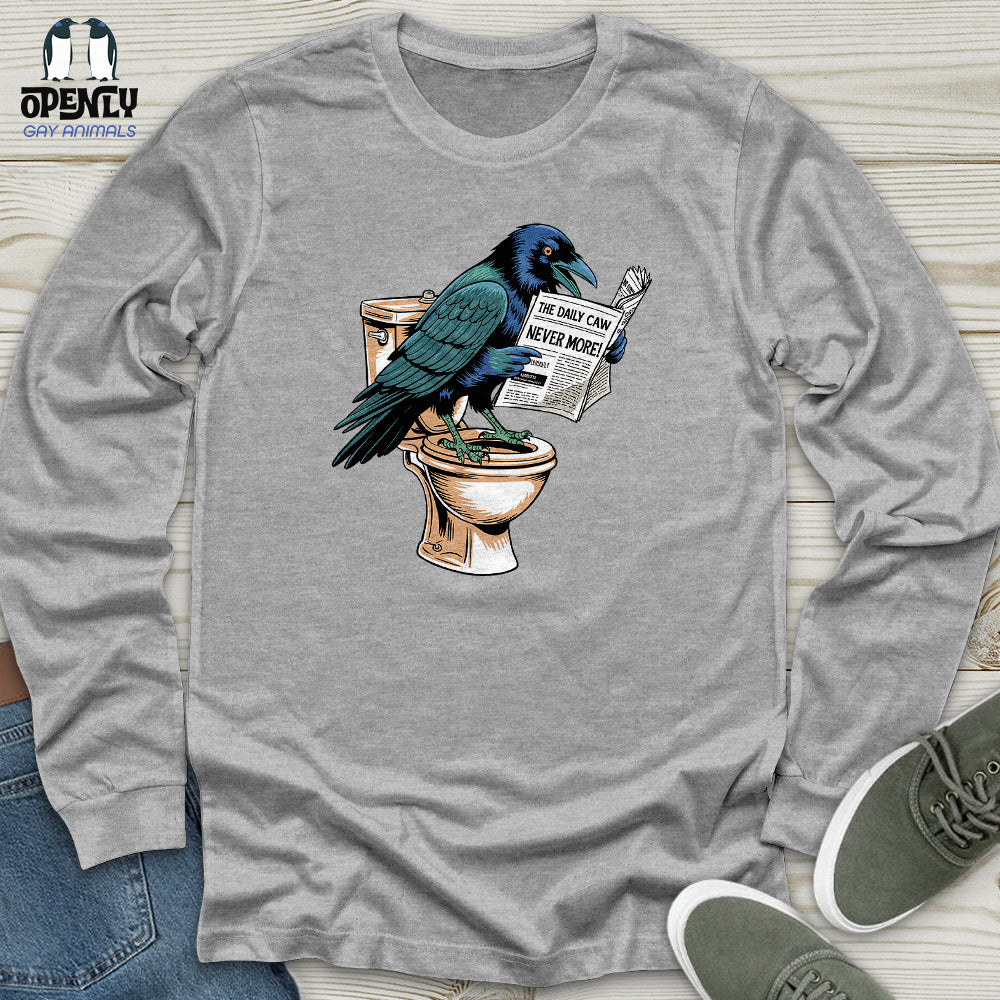Raven Reading Newspaper Unisex Long Sleeve Tee