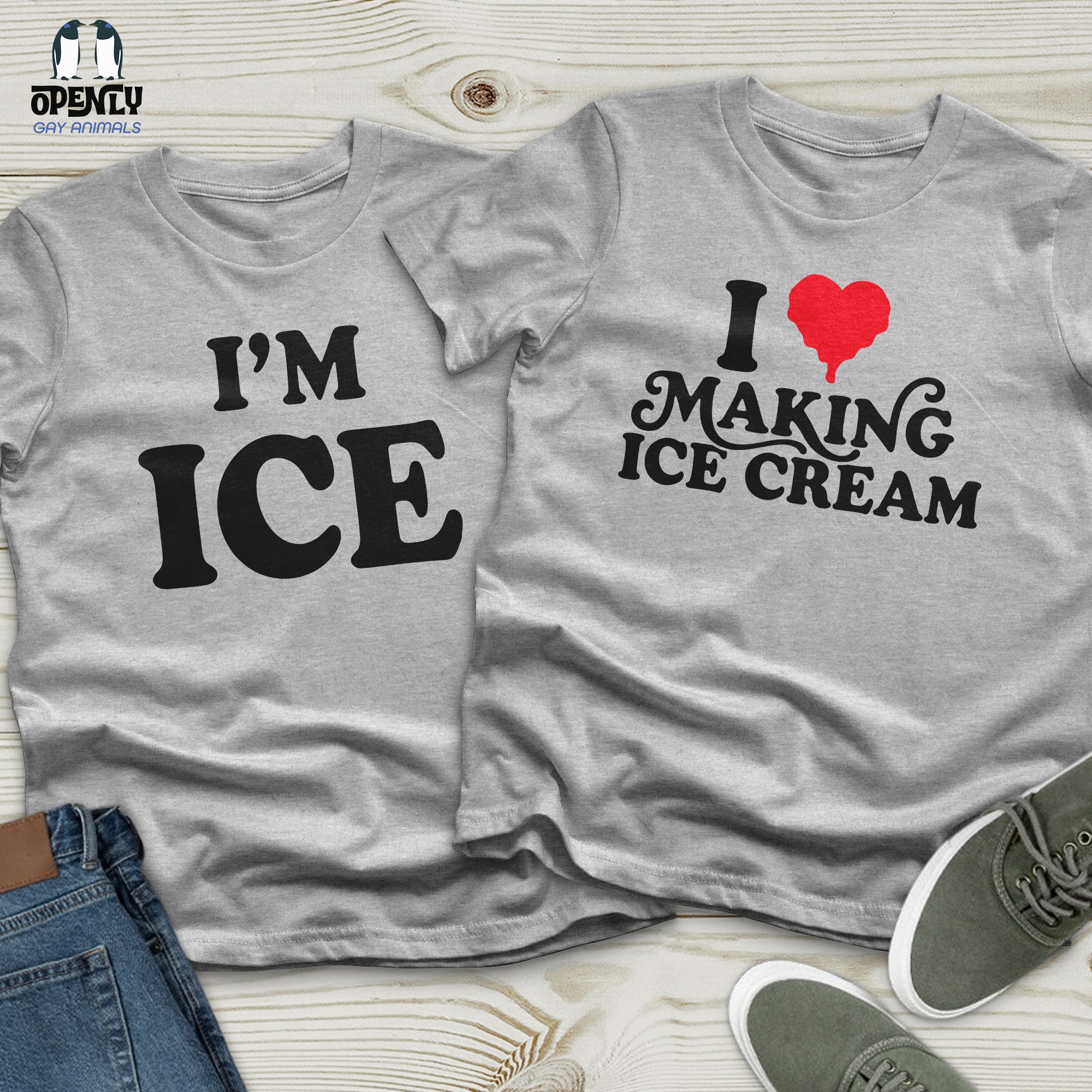 ICE Cream Black Couple T-Shirt Set
