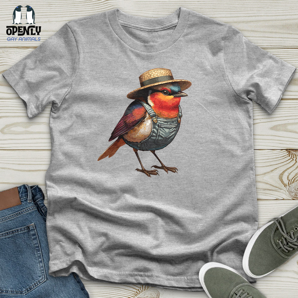 Robin Bird With a Straw Hat Unisex T-Shirt