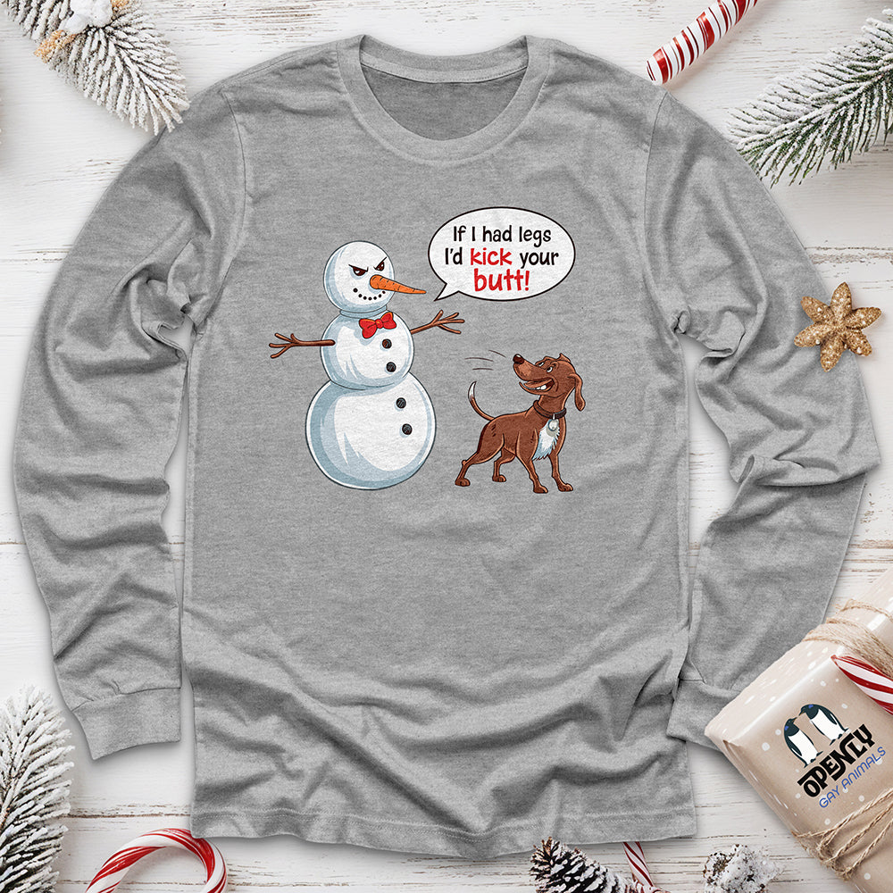 Funny Dog and Snowman Unisex Long Sleeve Tee