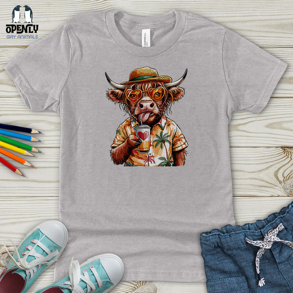 Summer Highland Cow Youth T-Shirt