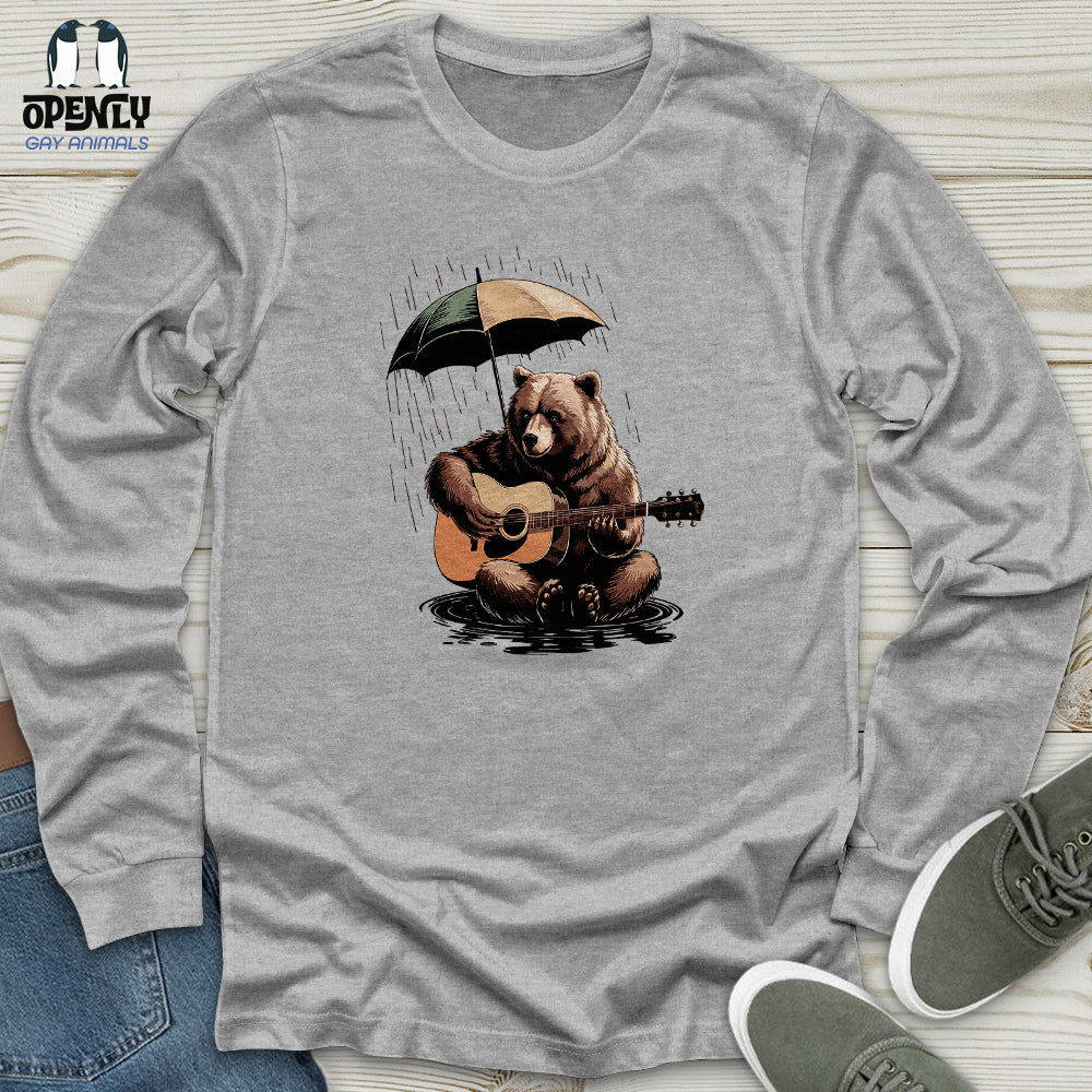 Bear in Rain Unisex Long Sleeve Tee