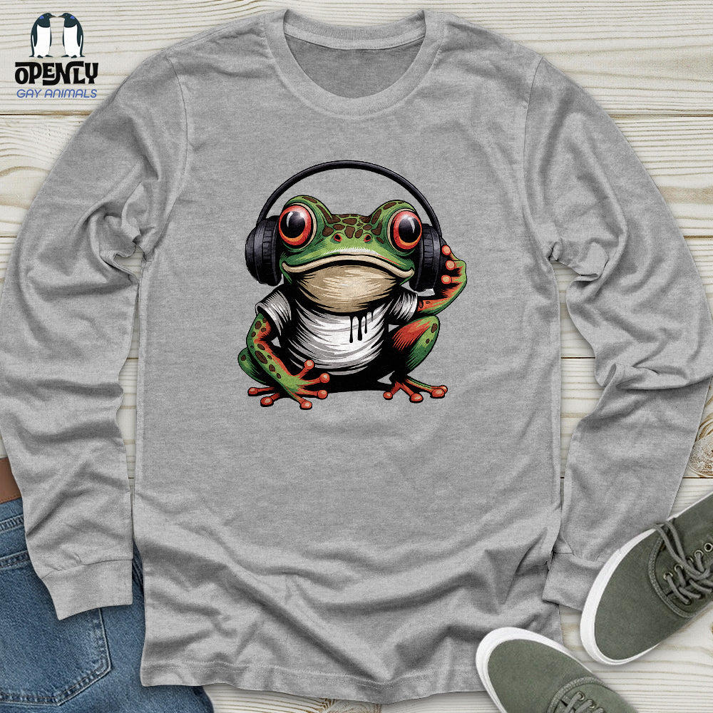 Frog in Headphones Unisex Long Sleeve Tee