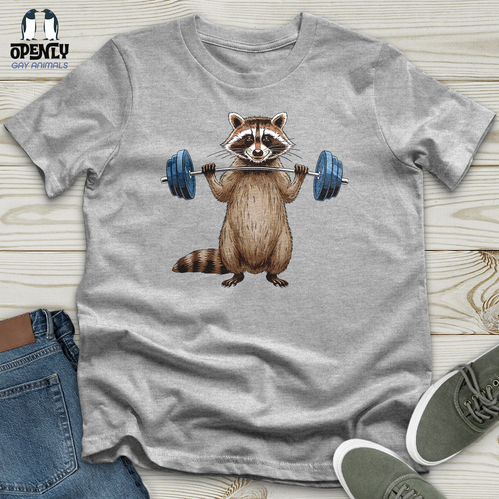 Raccoon Dumbbelling Unisex t-shirt