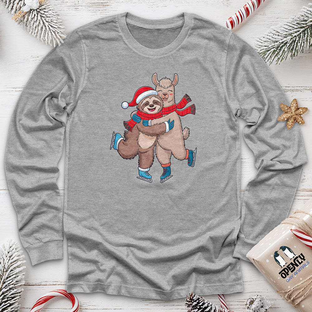 Sloth Hugging Llama Unisex Long Sleeve Tee