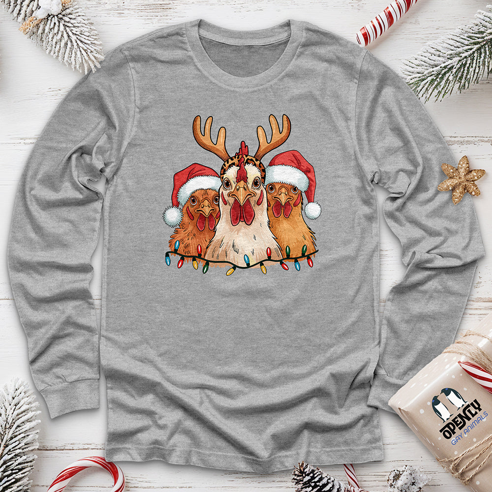 Christmas Chickens Unisex Long Sleeve Tee