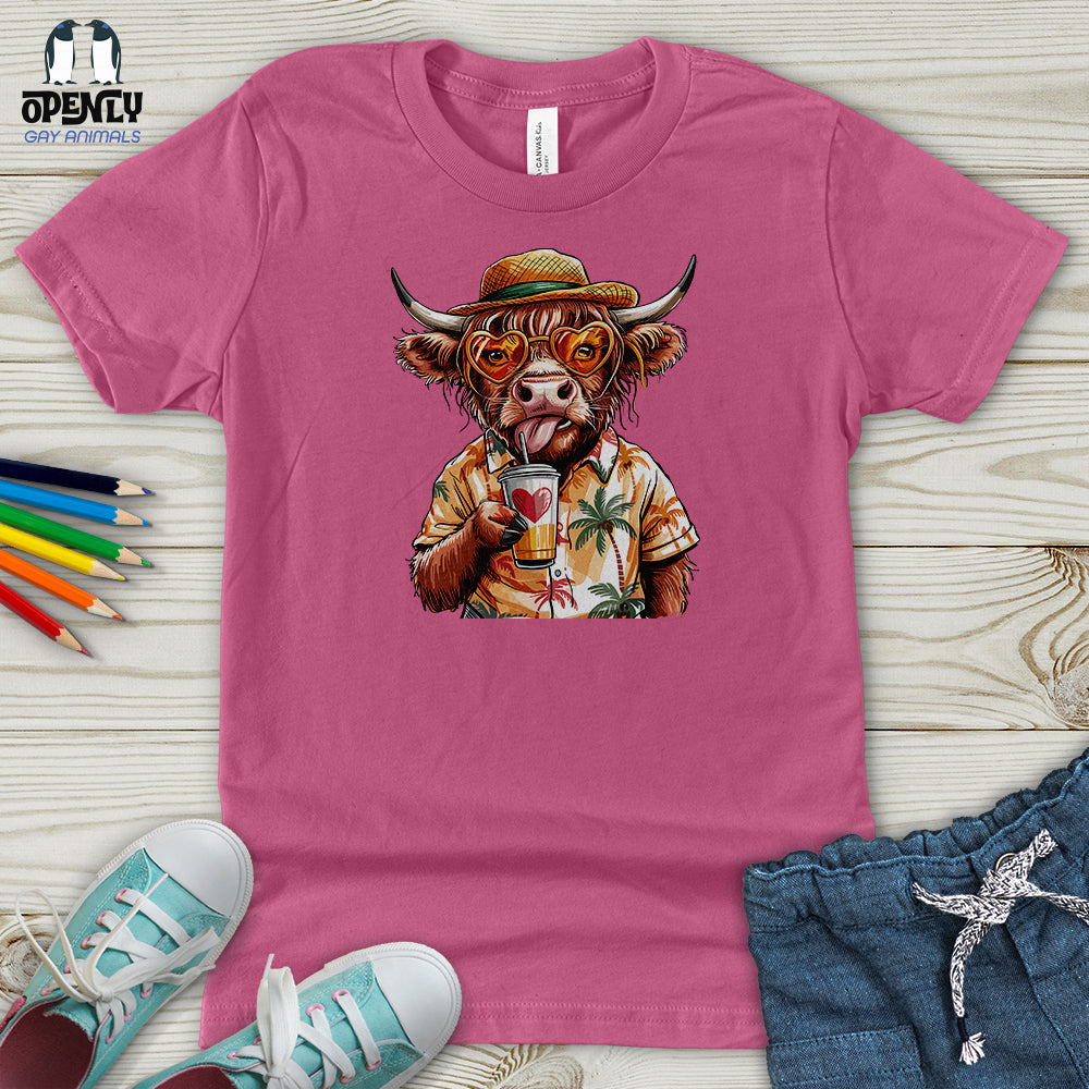 Summer Highland Cow Youth T-Shirt