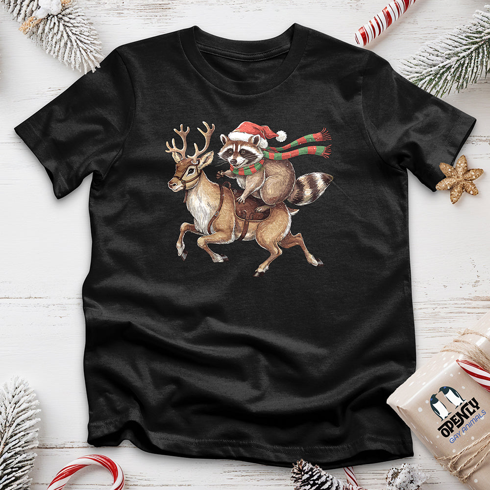 Raccoon Riding Reindeer Unisex t-shirt