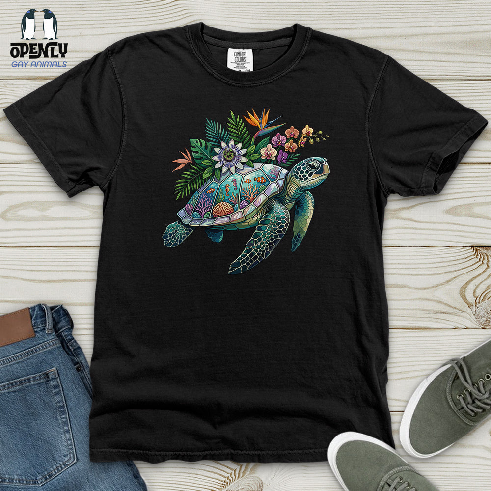 Floral Turtle Heavy Cotton Comfort Colors Tee