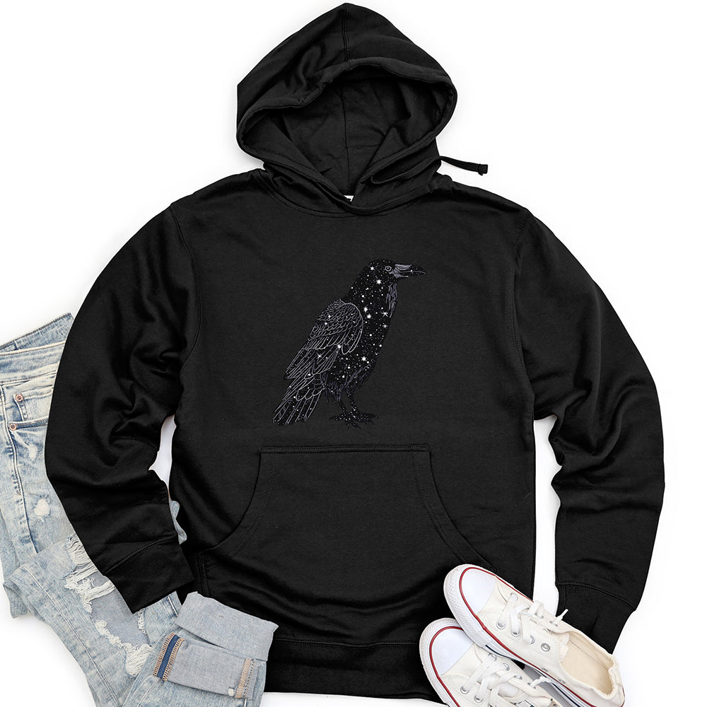 Celestial Raven Silhouette Unisex Midweight Hoodie