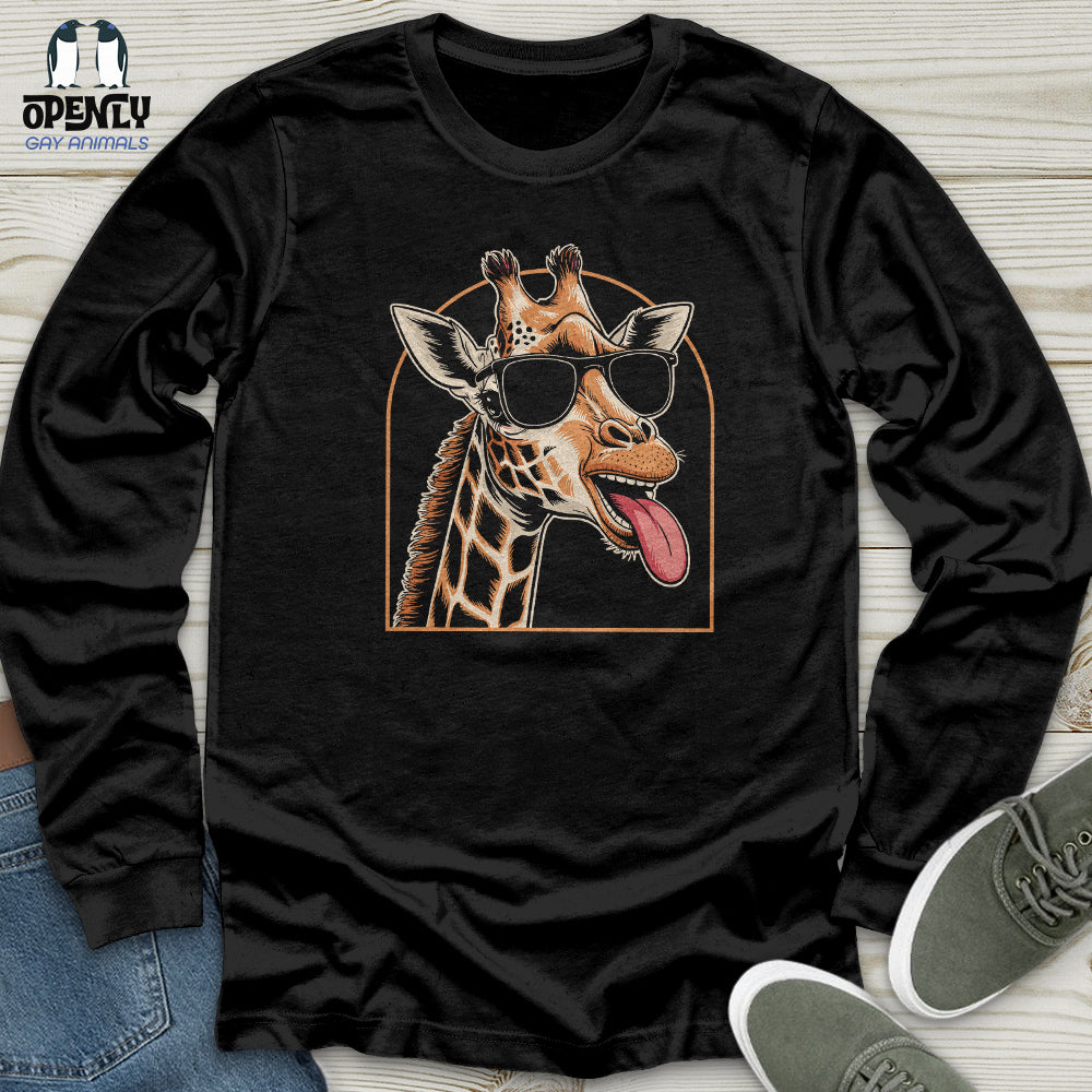 Giraffe Sticking Her Tongue Out Unisex Long Sleeve Tee
