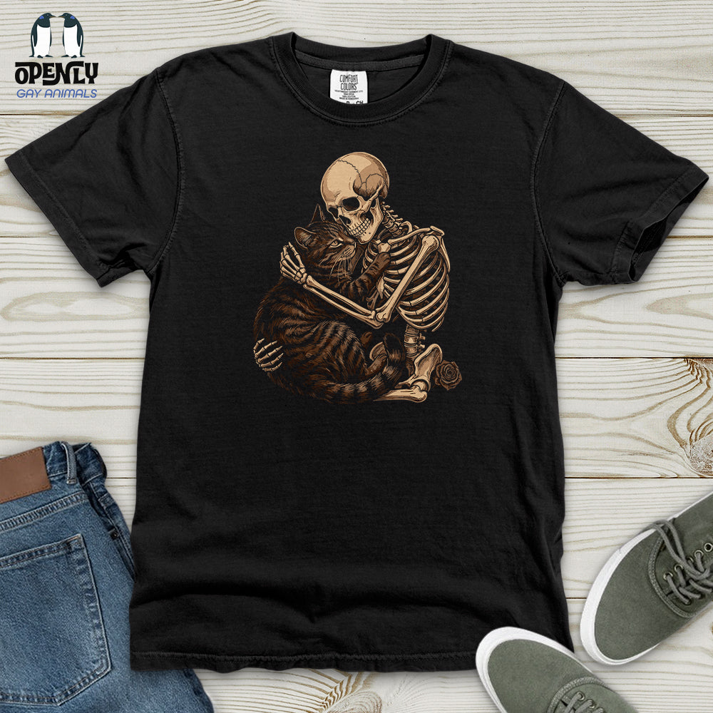 Skeleton Hugging Cat Heavy Cotton Comfort Colors Tee