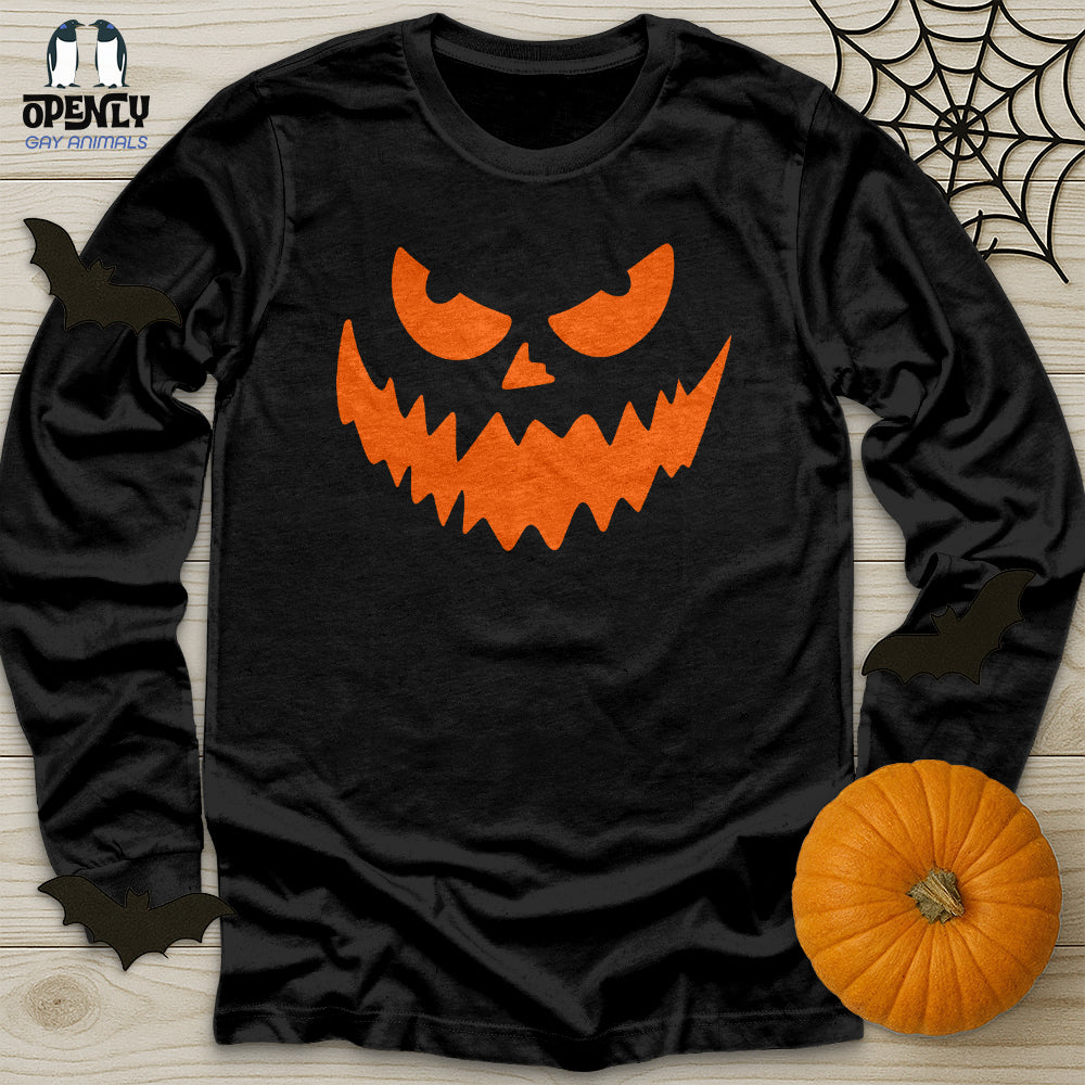 Scary Pumpkin Face Unisex Long Sleeve Tee