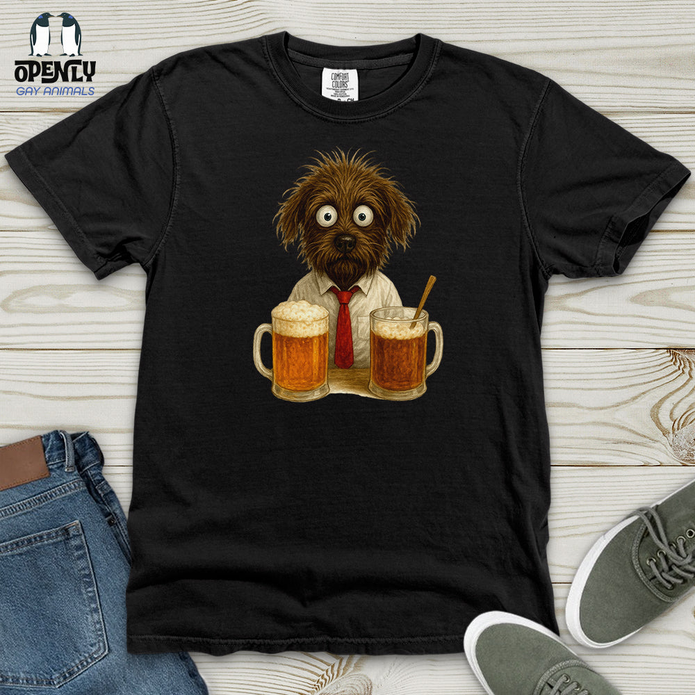 Comics Dog Drinking Beer Heavy Cotton Comfort Colors Tee