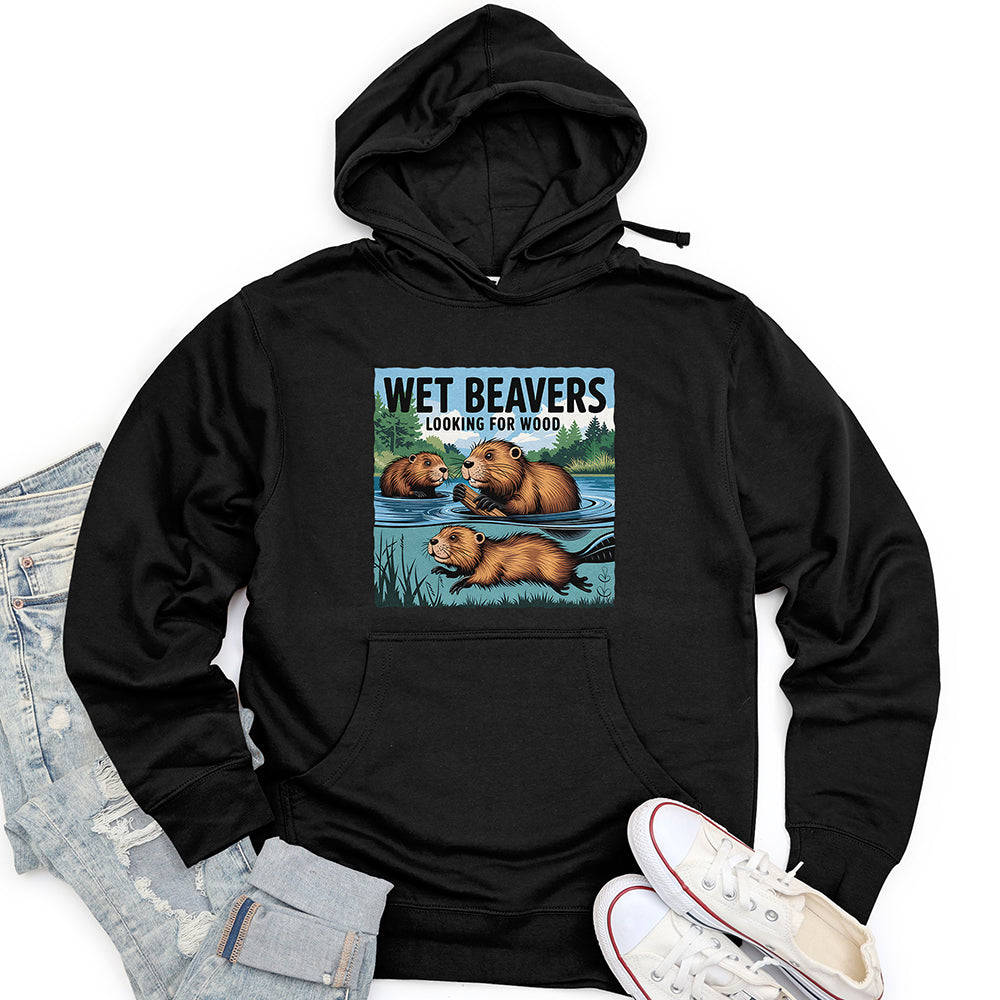 Wet Beavers Looking For Wood Unisex Midweight Hoodie