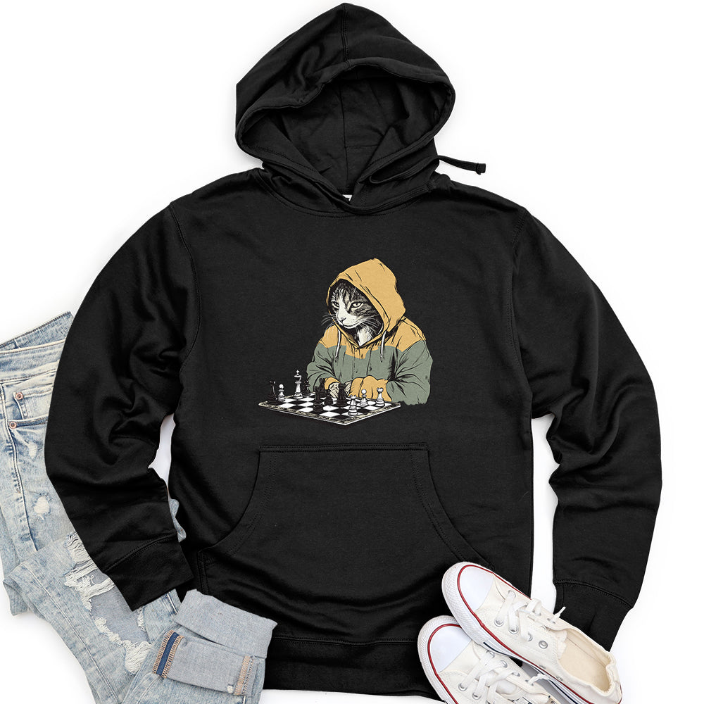 Cat Playing Chess Unisex Midweight Hoodie