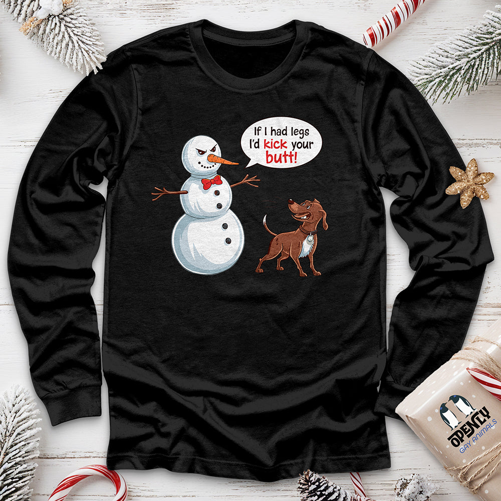 Funny Dog and Snowman Unisex Long Sleeve Tee